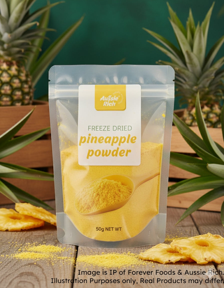 Package of freeze-dried pineapple powder