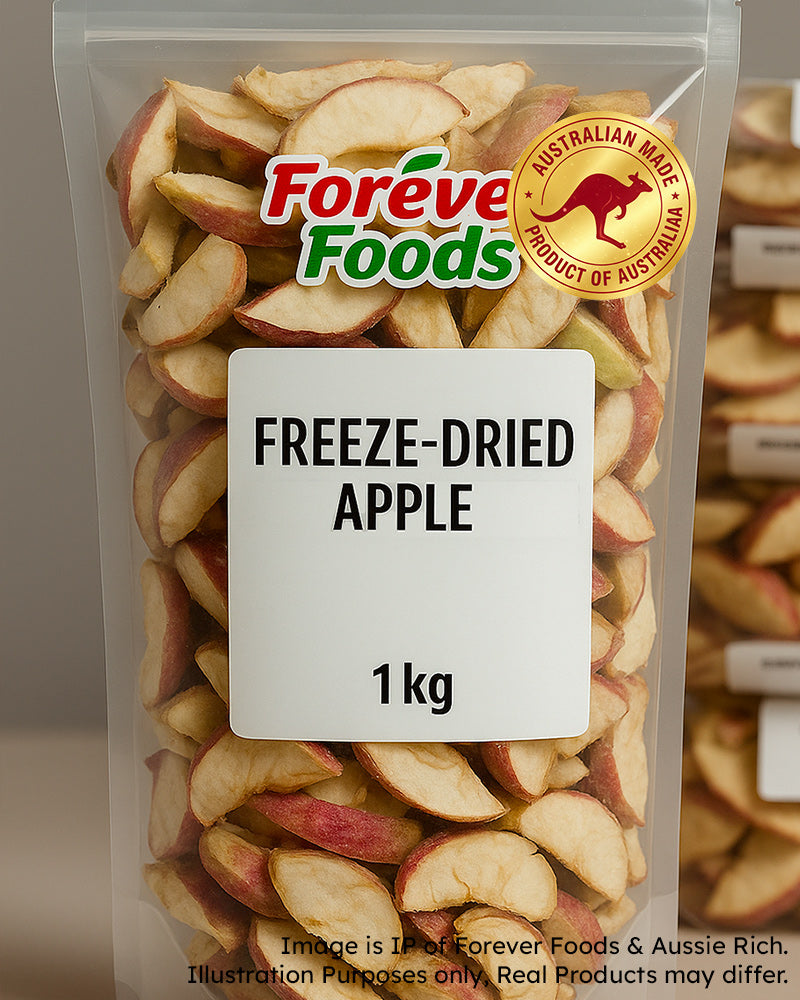 Freeze Dried Apples In a Clear Bag with Australian Made emblem