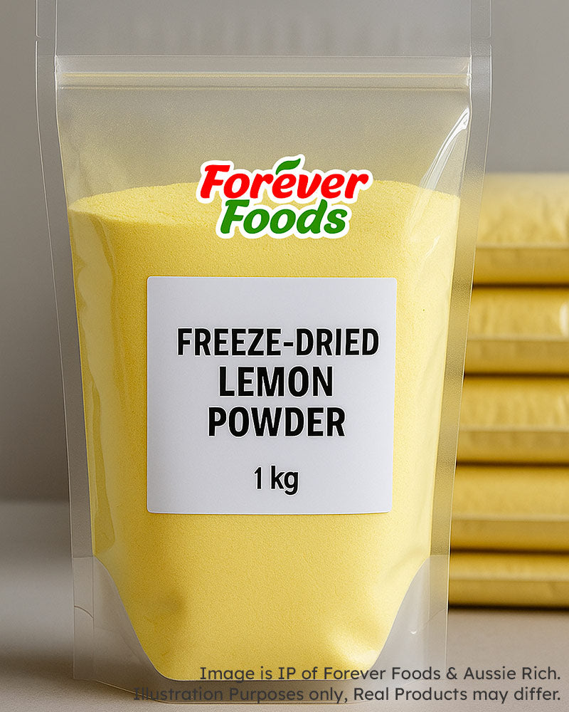 Freeze-dried lemon powder in 1 kg packs sold in Australia