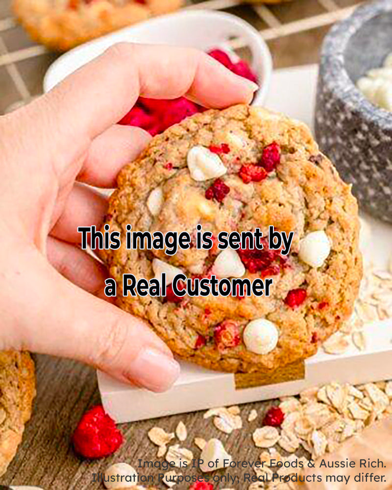 Real Cookie made by Freeze Dried Raspberries from Aussie Rich. Sent by a real Customer.