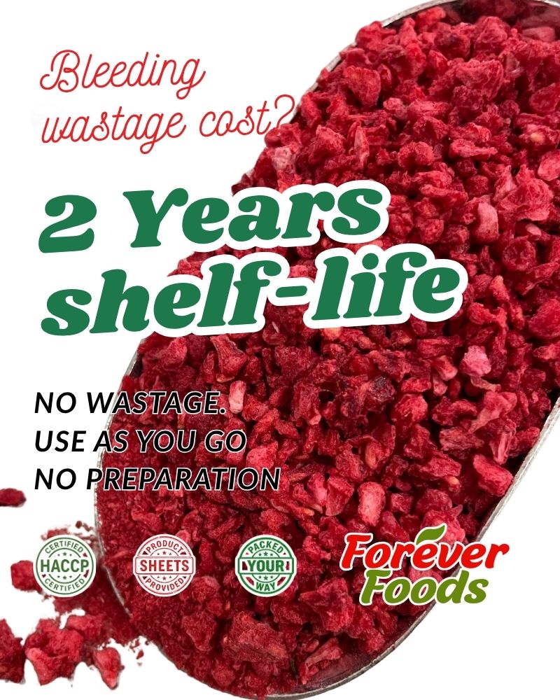 Raspberries - Diced - Freeze Dried