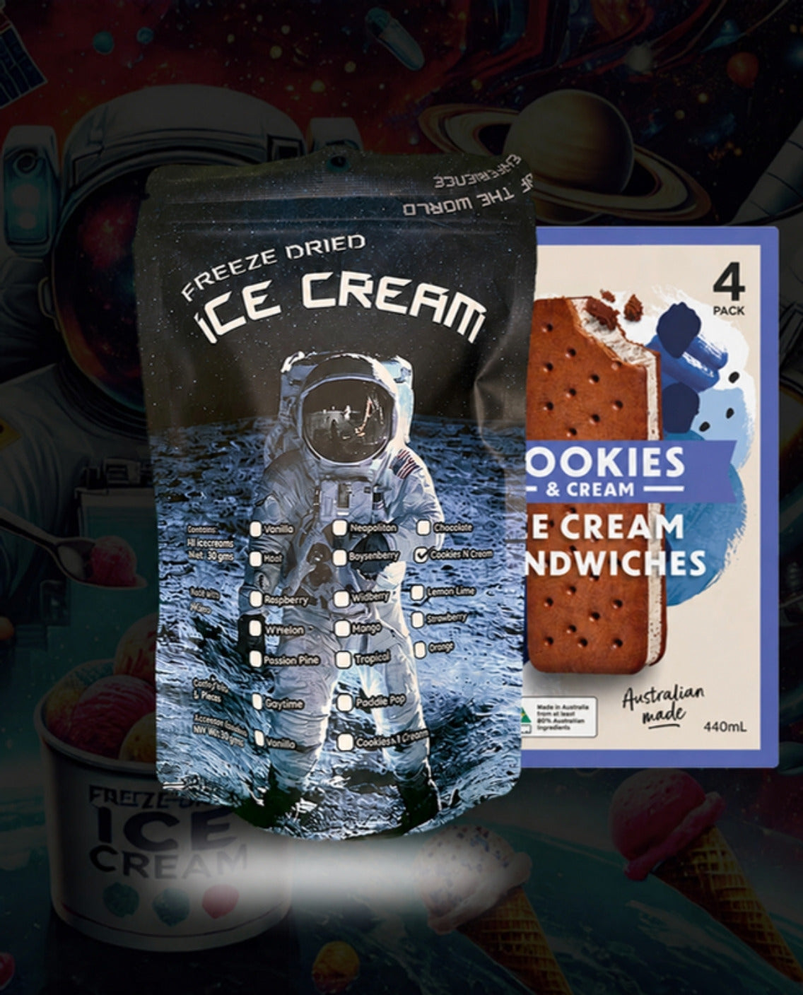 Freeze Dried Icecream - Sandwich - Cookies & Cream - Forever Foods