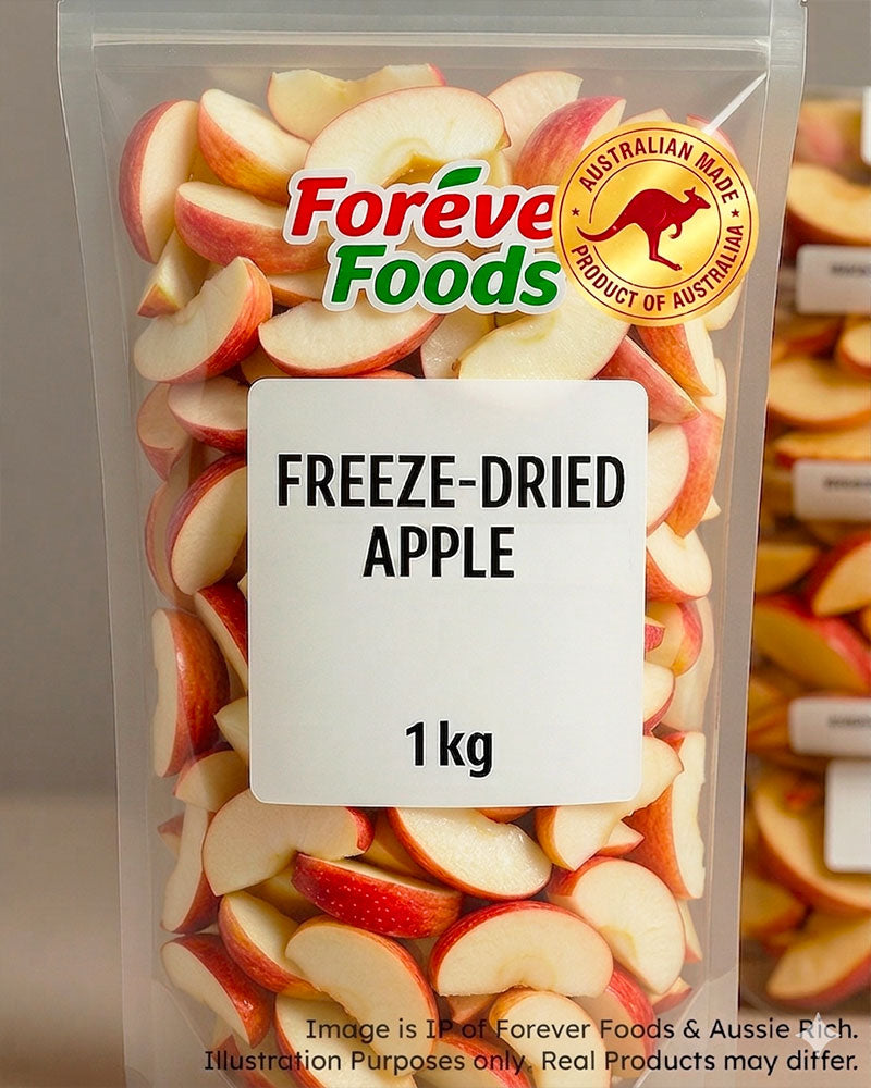 Freeze Dried Aplles in a clear bag of 1kg