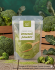 A stand-up pouch of Aussie Rich Freeze Dried Broccoli Powder, 50g net weight.