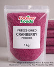 Bulk bag Freeze Dried Cranberry Powder in a clear bag in Australia