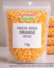 Bulk bag Freeze Dried Diced Orange in a clear bag in Australia