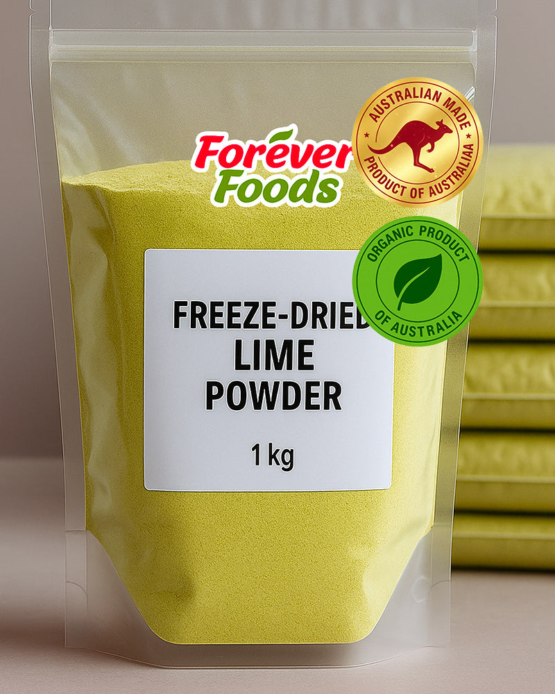 Lemon Powder Australian Made and Organic labels in clear bags
