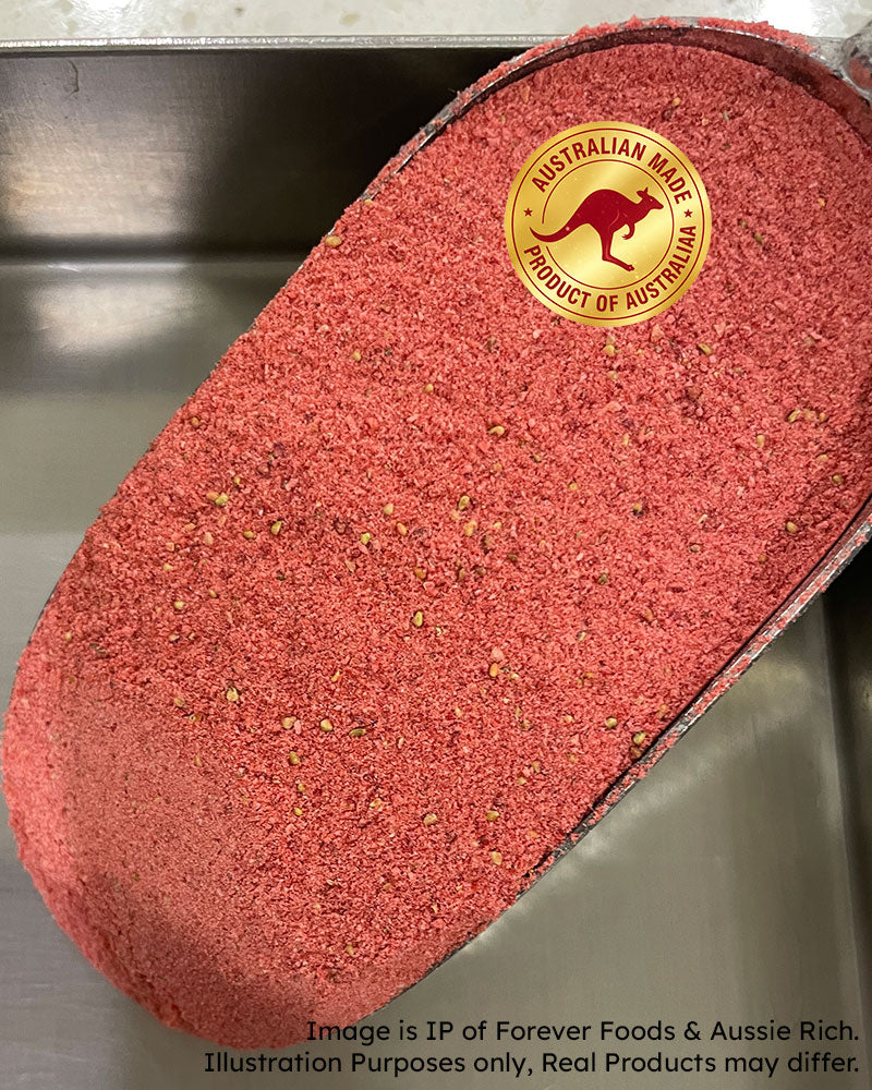 Freeze Dried Strawberry Powder in a spoon in Australia